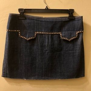 Rare Chloe Denim Studded Mini Skirt w/ Rainbow Zipper